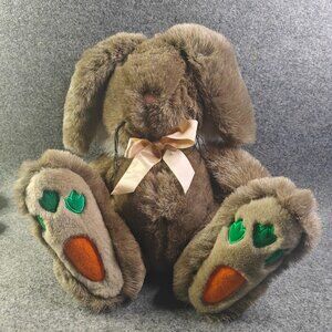 Mary Meyer Bunny Rabbit Plush Brown w/ Carrot Feet Easter Stuffed Animal Vintage